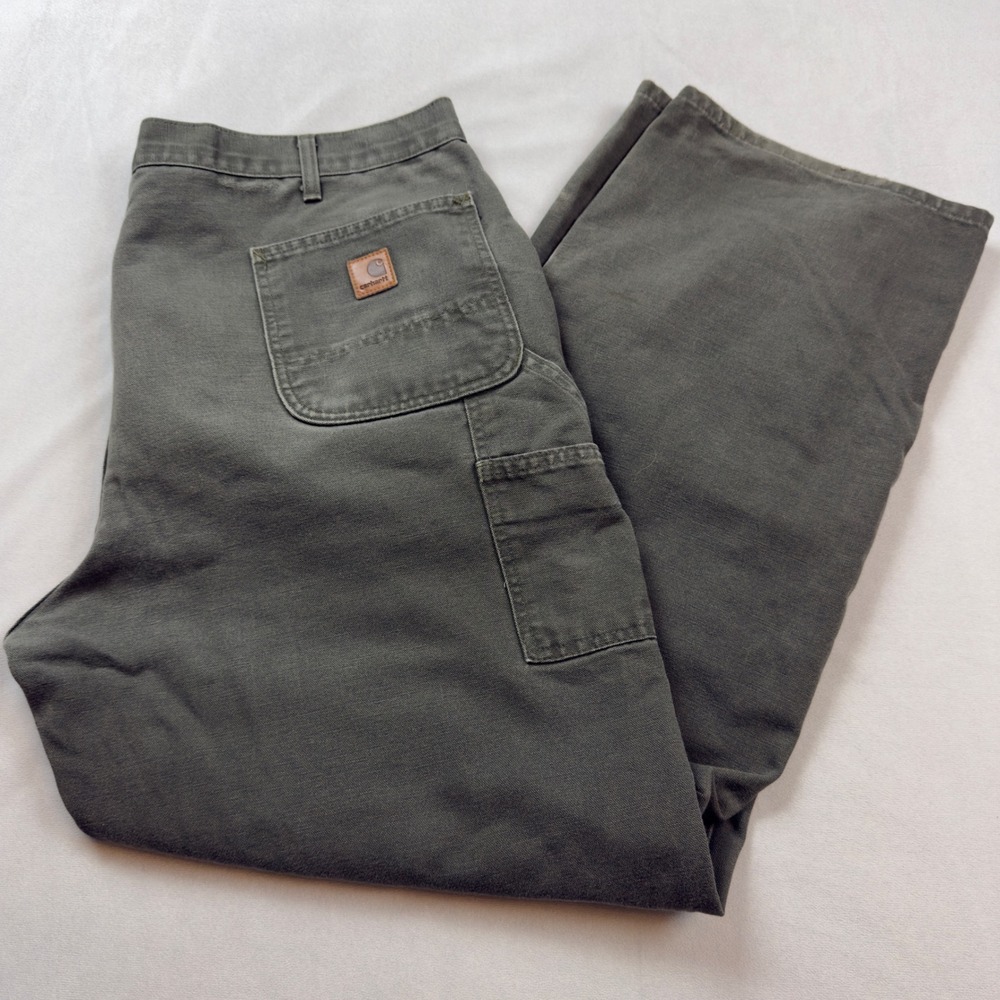 Carhartt Mens Washed Duck‎ Work Dungaree Pants Moss Green 42x32 B11 MOS